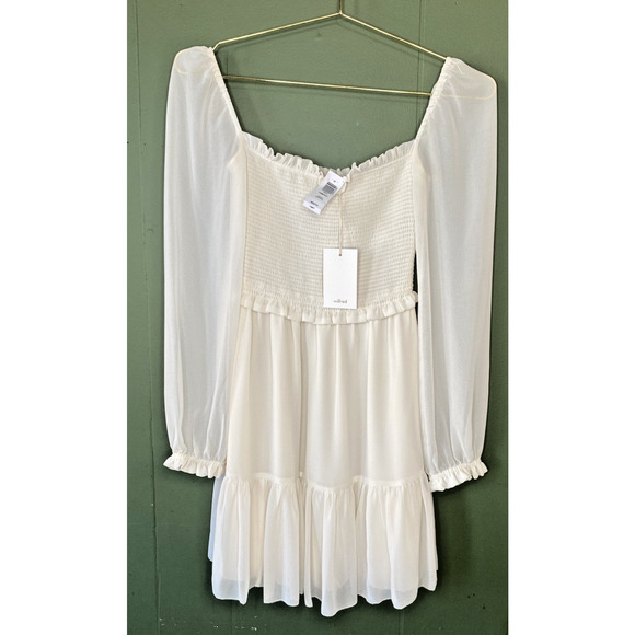 Wilfred Dress Womens Size XXS NEW Tempest Birch Smocked Mini Milkmaid Coquette - Picture 2 of 15